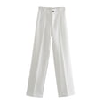 thumbnail image 5 of Spring and Summer New European and American Style Straight High Waist Slim Solid Color Casual Pants-Light Red-XS, 5 of 7