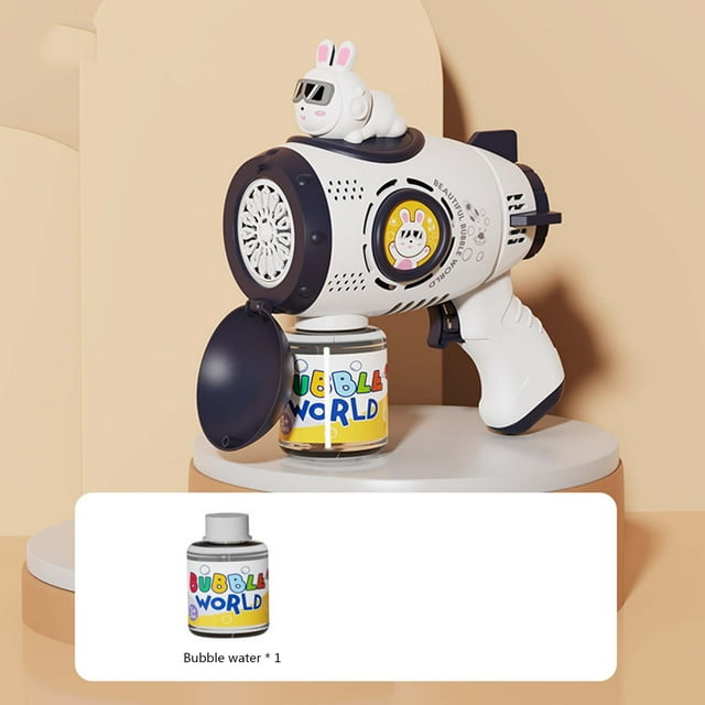 LSLJS Machine à Bulles Lapin de l'Espace pour Enfants, Machine à Bulles à 15 Trous, Séchoir à Cheveux, Été, Fête Extérieure, Événement, 85 ml