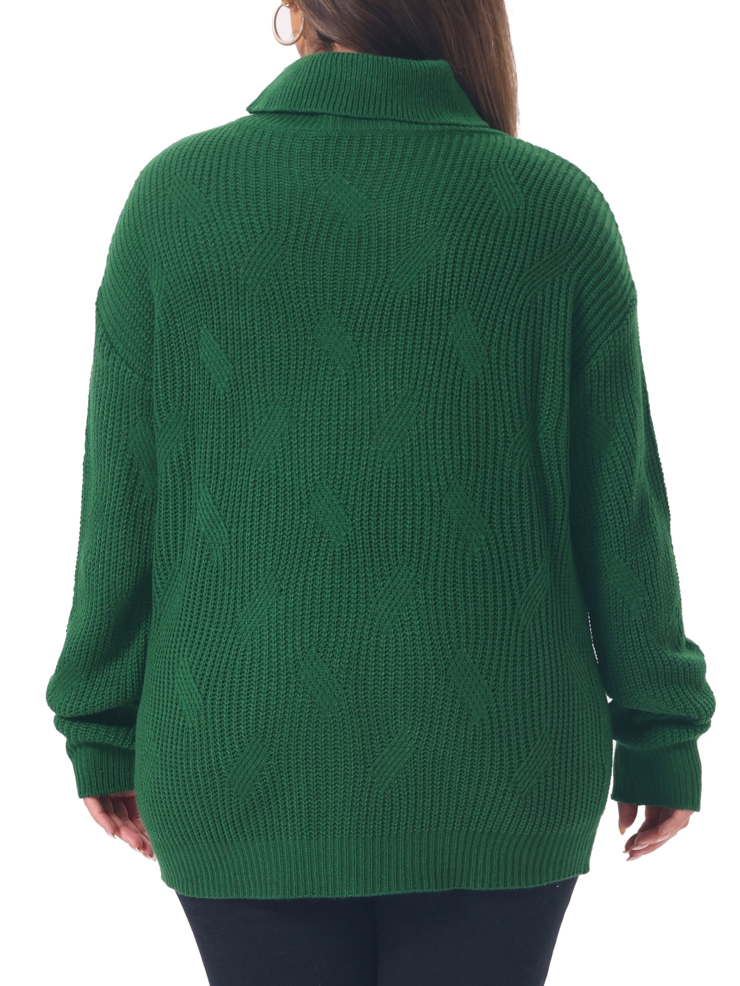DARING DIVA Women's Plus Turtleneck Long Sleeve Chunky Pullover 2X Dark Green
