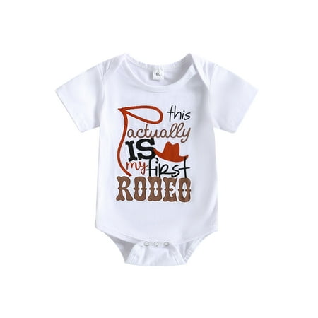 

Western Newborn Baby Girl Boy Summer Bodysuit Country Western Cowboy Romper Retro Onesie First Birthday Shirt