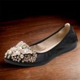 thumbnail image 3 of Zapatos planos con diamantes de imitación bailarinas de flores con suela blanda antideslizantes para boda, 3 of 9