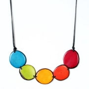 Chips Tagua Necklace in Rainbow Colors, Handmade Fair Trade, Adjustable