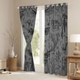 thumbnail image 3 of Homewish Gothic Skull Black Out Curtains,Cute Deer Fox Curtains Pack of 2 (42x63 Each),Gray Black Bedroom Curtains For Adults,Super Cozy Room Decor, 3 of 6