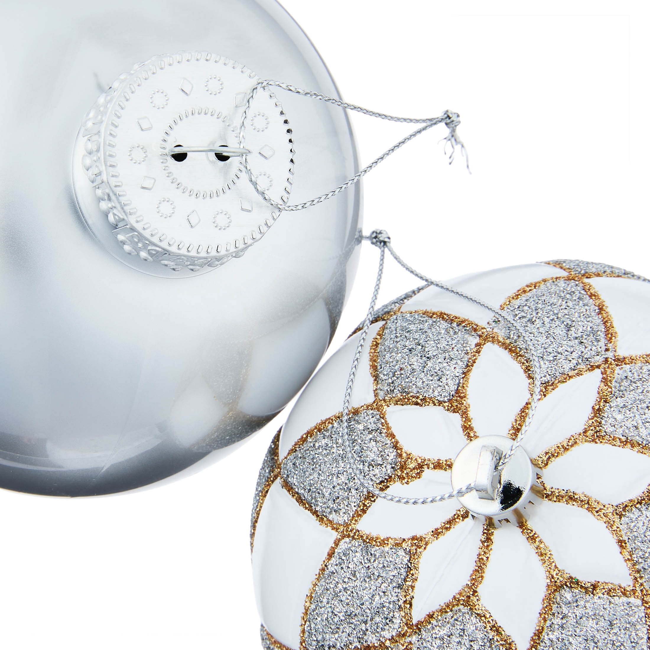 8-Count Silver and White Ball Shatterproof Christmas Ornaments, 4.3", by Holiday Time