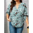 thumbnail image 4 of CLOOCL Animal Cat Pattern Printed Oversized Shirt Female V-Neck Long Sleeve Casual Women Plus Size Blouses Tops, 4 of 8