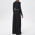 thumbnail image 5 of CHUMUD Women's Three Piece Set Long Sleeve V-Neck Top Side Tie Wide Leg Pants Halter Tank Tops Yoga Suit Outdoor Jogging Suit, 5 of 5
