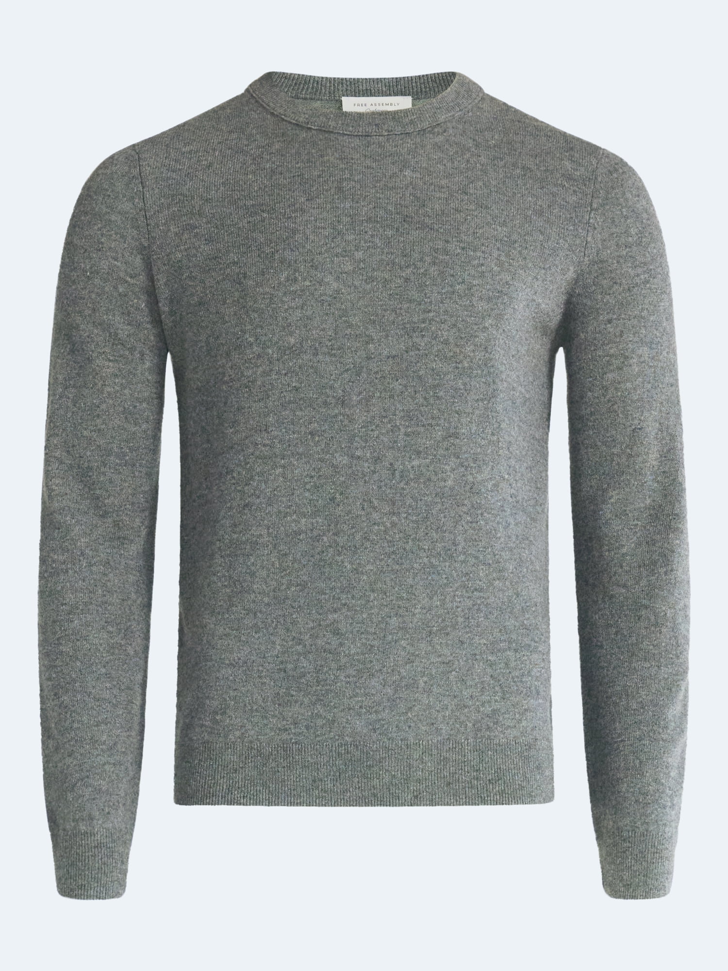 Free Assembly Men’s Cashmere Crewneck Sweater with Long Sleeves, Midweight, Sizes XS-2XL