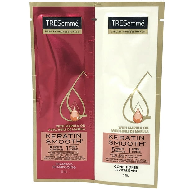 TRESemme Shampoo and Conditioner Sachet Set, Keratin Smooth, Single Use Packet For Travel, Gym