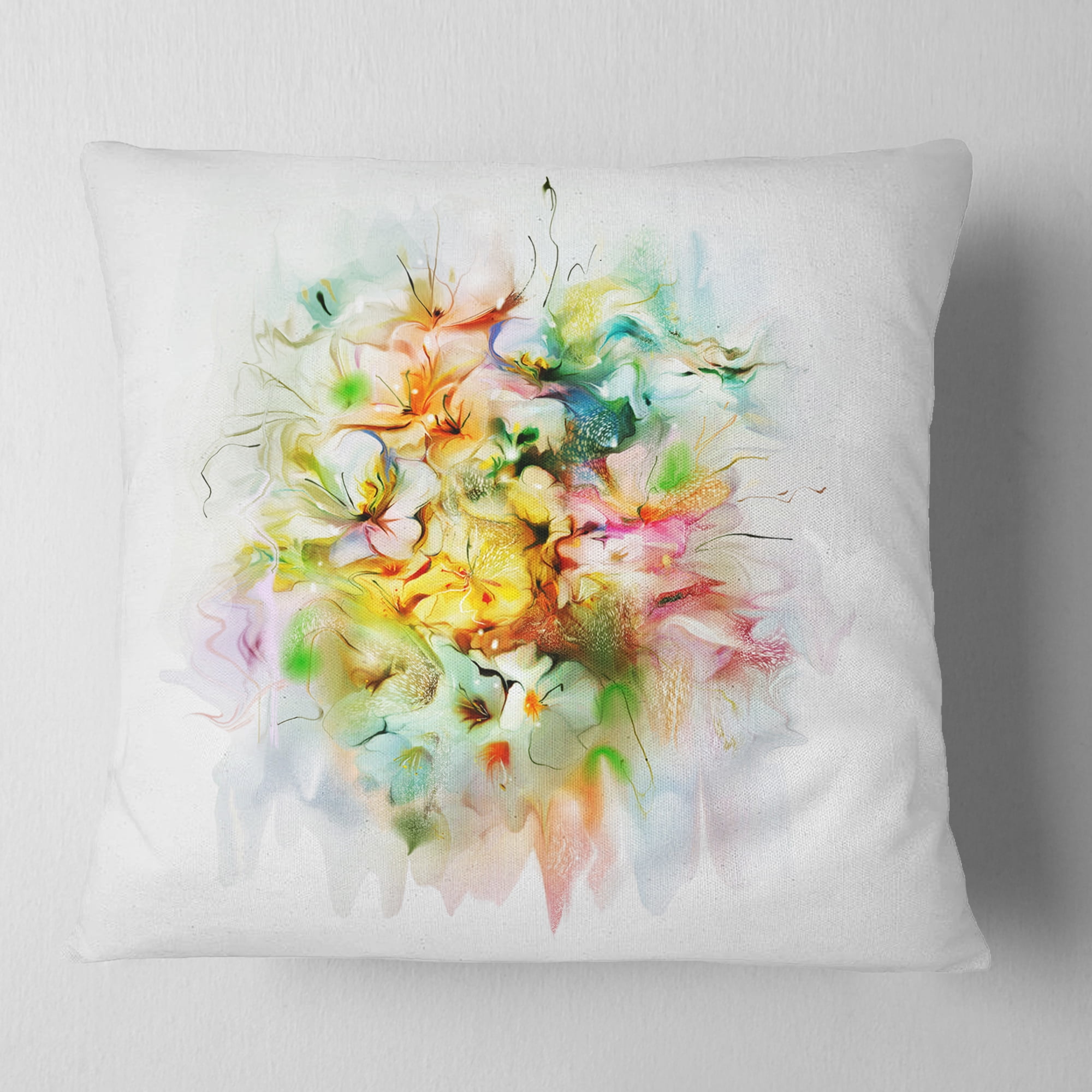 Designart Yellow Watercolor Flowers - Floral Throw Pillow - 18x18