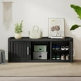 thumbnail image 6 of 2-Tier Storage Bench, Waterproof UV-Resistant Outdoor Shoe Storage Cabinet with 2 Doors & Adjustable Shelves for Indoor Outdoor Entryway, Hallway, Living Room(Black), 6 of 13