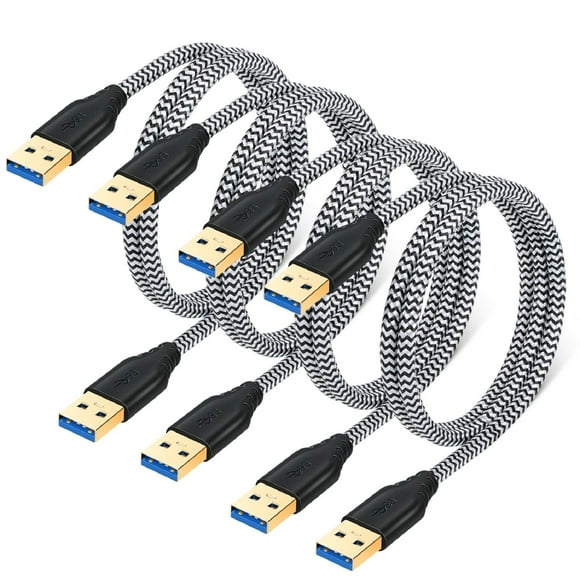 Besgoods 4-Pack USB 3.0 A to A Cable - 3FT USB to USB Male to Male Cable Short Braided Double End USB Cord Compatible for DVD Players, Hard Drive Enclosures, Laptop Cooler and More - White