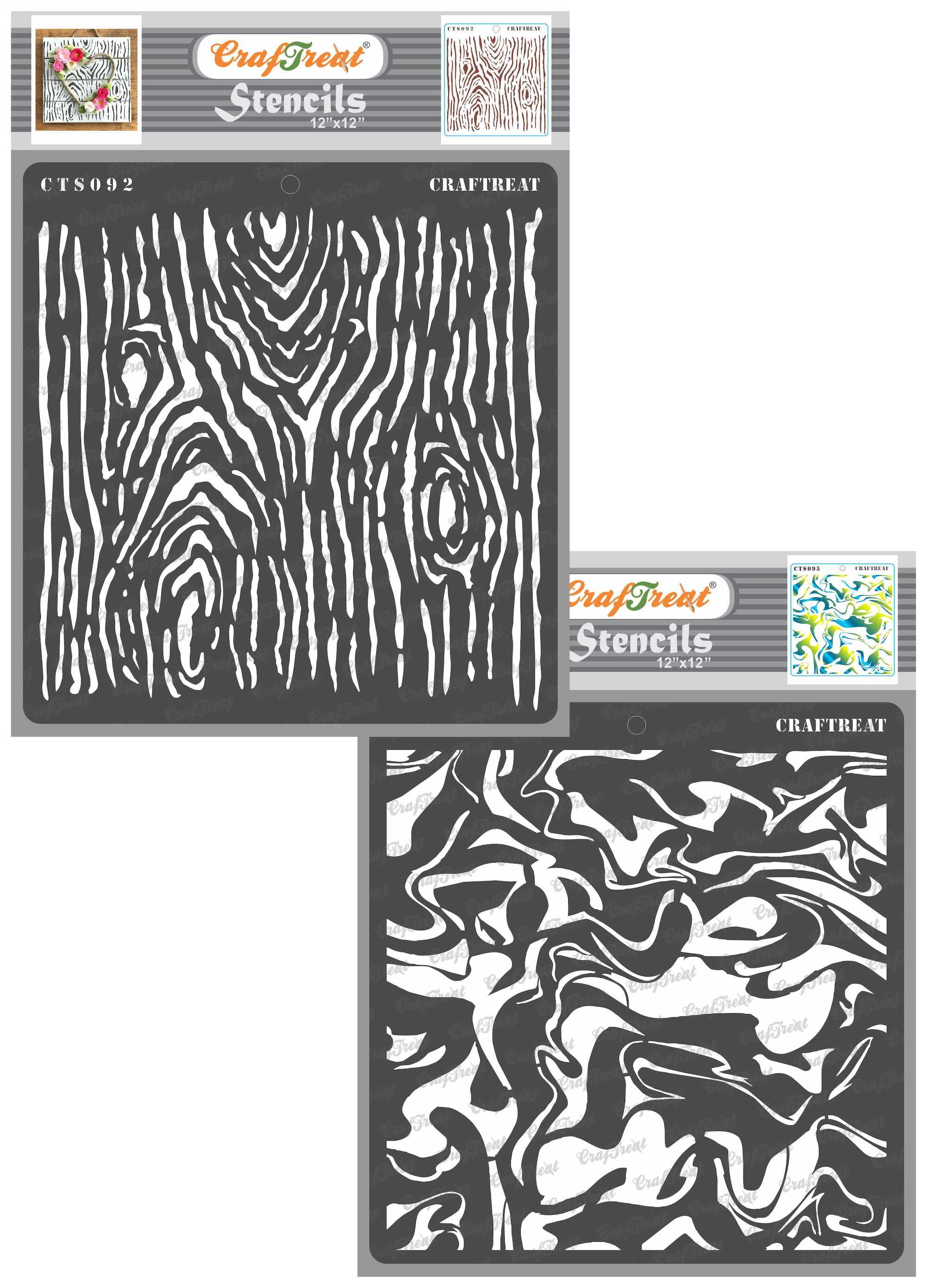 CrafTreat Camouflage Stencils for Painting on Wood, Canvas, Paper, Fabric, Floor, Wall and Tile - Camouflage - 12x12 Inches - Reusable DIY Art and Cra