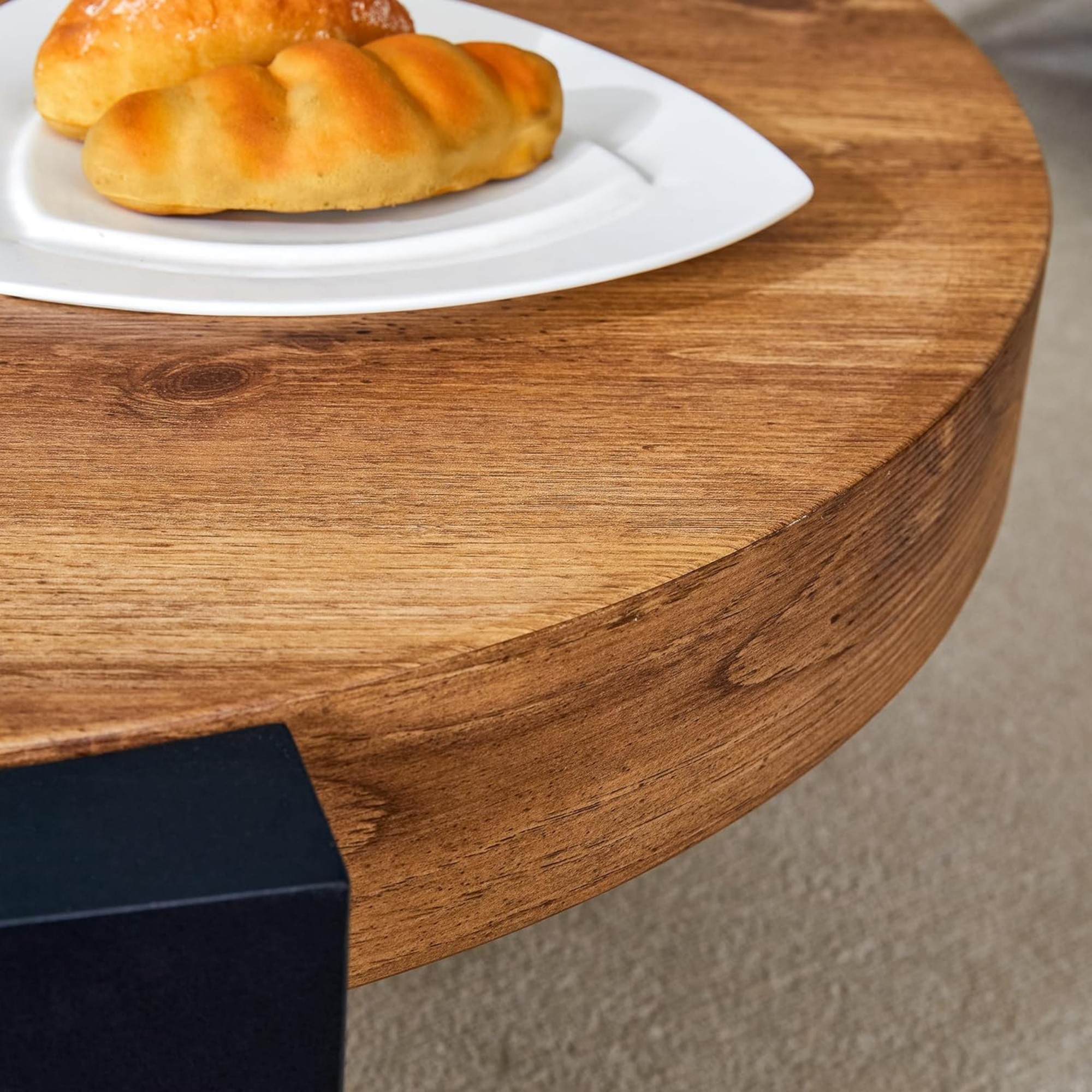 Sudica Detachable Double-decker Coffee Table 30" Round,Tea Table with Black Faux Marble Tabletop,Center Table for Living Room