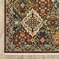 thumbnail image 2 of 6' X 9' Red Rust Navy Light Blue Brown Orange Ivory And Gold Oriental Power Loom Stain Resistant Area Rug With Fringe, 2 of 5