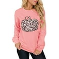 thumbnail image 1 of Femmes Halloween Drôle Sweat-Shirt Citrouille Graphique Pulls Léopard Haut Manches Longues Col Rond Pull-Shirt, 1 of 3