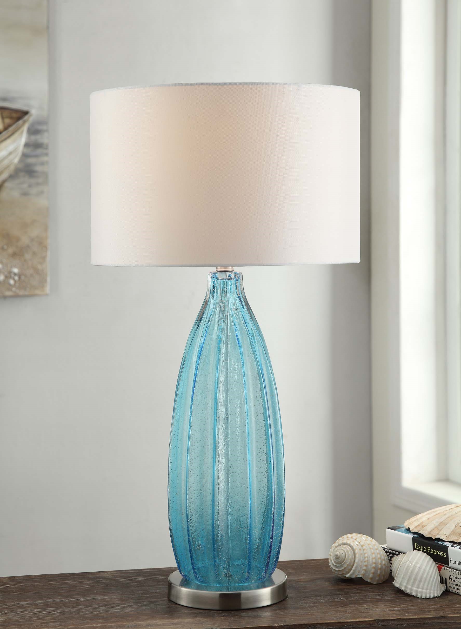 Blue Glass Table Lamp - image 2 of 2