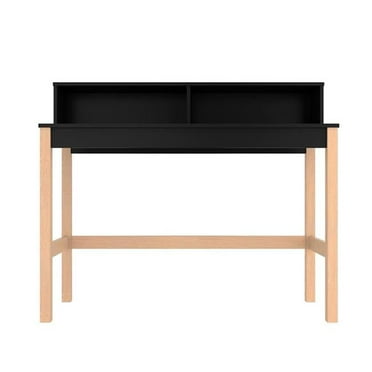 Bowery Desk with 0 Shelves in Black & Oak, 39.56 x 47.24 x 17.51 in.