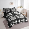 thumbnail image 3 of Homewish Classic Geometric Plaid 7-Piece Twin Bedding Sets,Modern Geometric Bedding Comforter Set,Gray Black Grid Sheet Sets For Boys Kids,Super Cozy Room Decor Reversible, 3 of 8