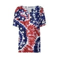 thumbnail image 4 of WEANT Womens Summer Dressy Tops Button Down Neck Blouses for Women Casual Short Sleeve Graphic Print Oversized Tshirts for Women Clothes for Women 2024 Red L, 4 of 5