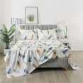 thumbnail image 4 of Lanpei Feather Print Bed Sheet Sets 4Pcs Twin, 100% Cotton Deep Pocket Fitted Sheet Set, Colorful Plume Modern Flat Sheet Set, Neutral Hotel Bedding Set (1 Flat Sheet, 1 Fitted Sheet, 2 Pillowcases), 4 of 8
