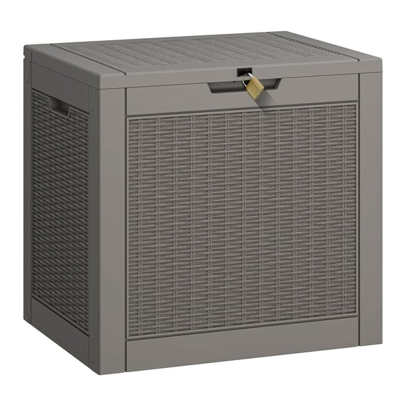 LHBcraft 35 Gallon Deck Box, Lockable Resin Outdoor Storage Box, Waterproof and UV Resistant Lightweight Storage Deck Box for Patio Cushions & Accessories,Gray