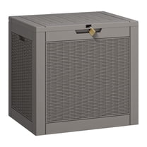 LHBcraft 35 Gallon Deck Box, Lockable Resin Outdoor Storage Box, Waterproof and UV Resistant Lightweight Storage Deck Box for Patio Cushions & Accessories,Gray
