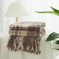 thumbnail image 4 of VERAMUSE Chenille Throw Blanket for Couch 50"X60" Lightweight Camel Plaid Throws for Bed and Sofa, 4 of 13