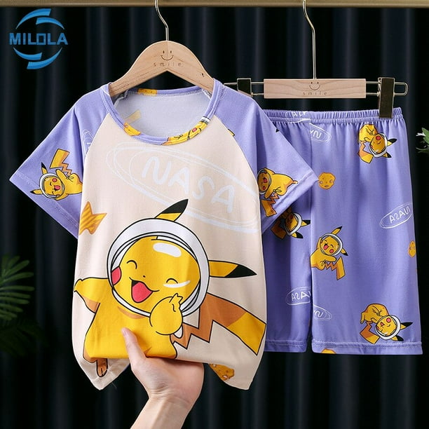 Conjunto de ropa de verano de Pokemon Pikachu para ninos y ninas camiseta de manga corta pantalones cortos chandal deportivo conjuntos de pijamas qym unisex Bodega Aurrera en linea