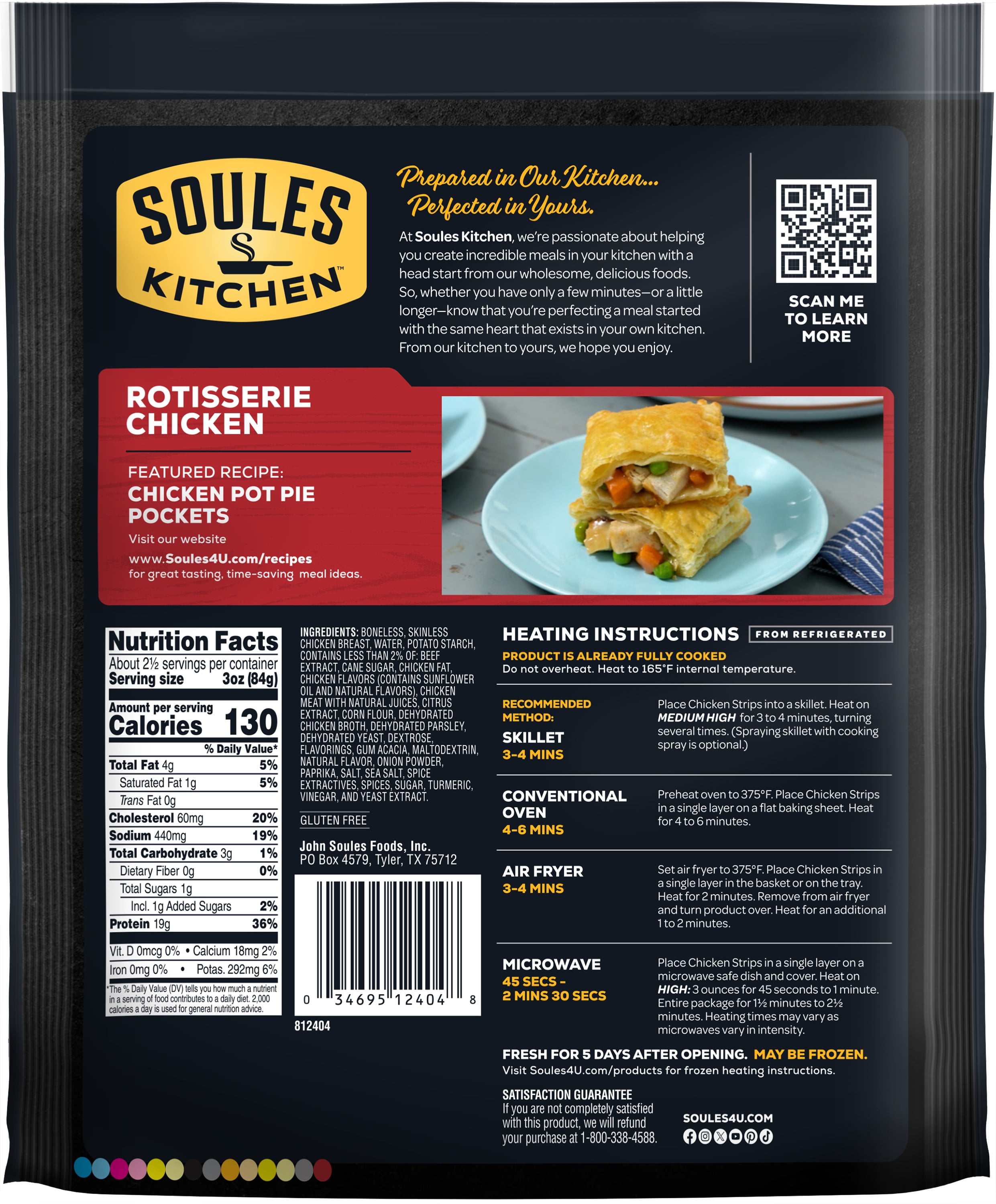 Soules Kitchen Rotisserie Chicken, 8 oz, Refrigerated, 18g Protein per 3oz Serving