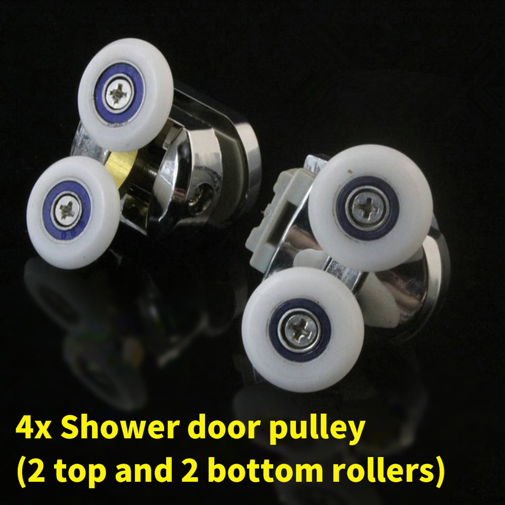 4 x Twin Zinc Alloy Shower Door Rollers/Runners/Wheels 23mm Wheel 