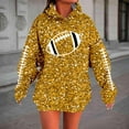 thumbnail image 2 of Womens Sequin Hoodies Game Day Football Season Graphic Long Sleeve Sweatshirts 2025 Trendy Loose Fit Pullover Blouses Gold M, 2 of 5