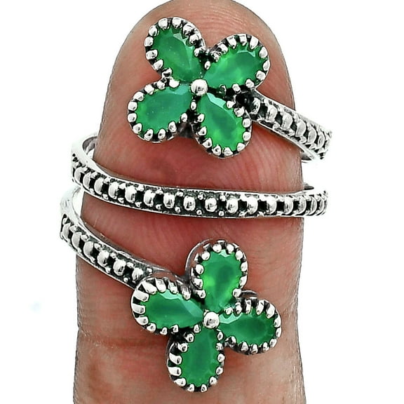 Natural Green Onyx 925 Sterling Silver Ring s.6 Jewelry R-1736 AGR1030_A_6