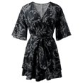 thumbnail image 4 of Women's Casual Tennis Dress Women's 2023 Lady Elegant Knitting Lace Cape Dress Plus Size Fashion Printing Neck Half Sleeve Pencil Dresses White XL, 4 of 4