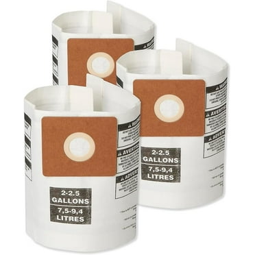 3-Pack 2-2.5 Gallon Collection Bag,90668, Compatible with Shop-Vac 9066800 2-2.5 Gallon Type B All Around HEPA FILTRATION Collection Bag