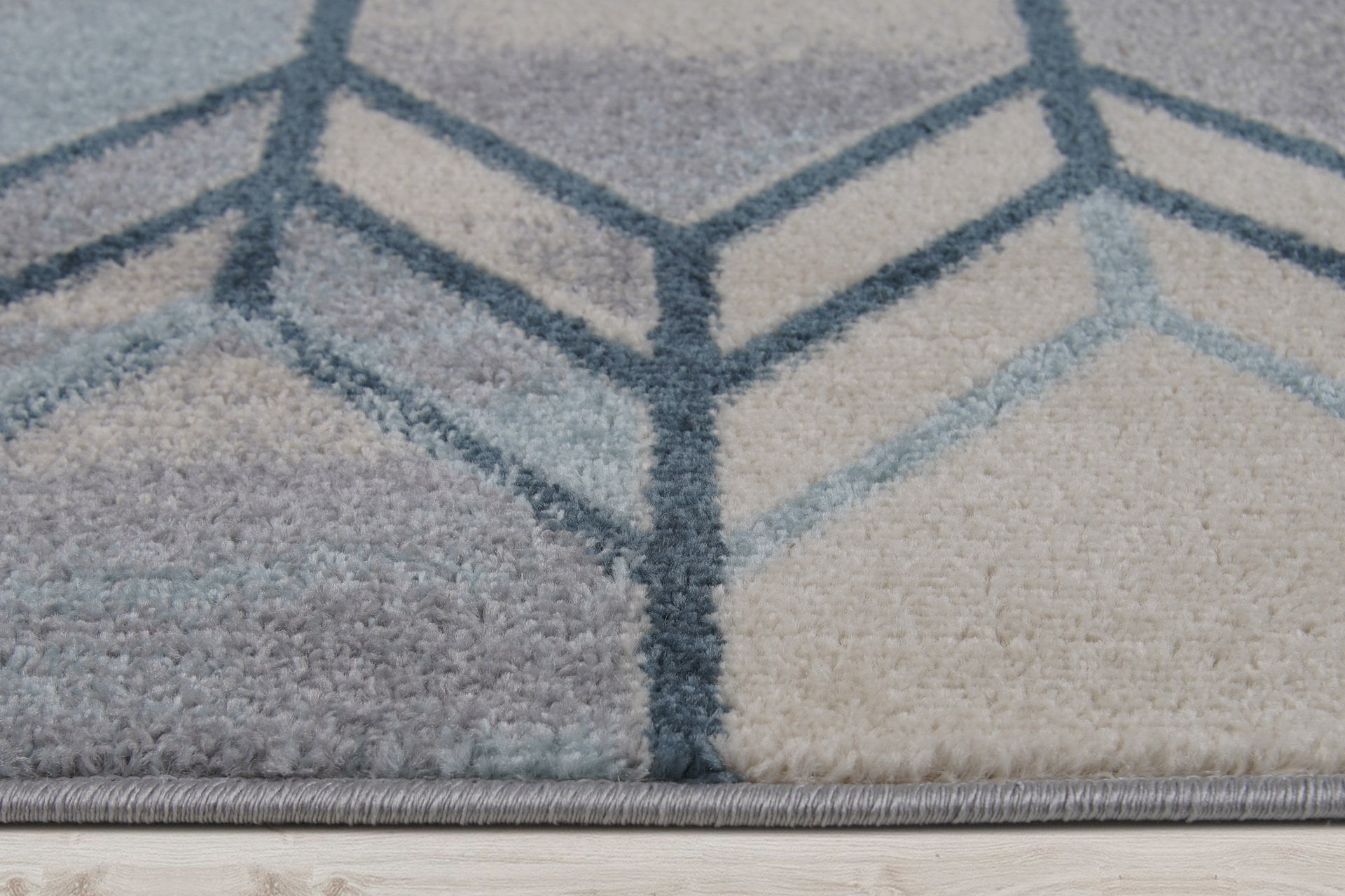 Stella Ivory Blue Grey Pattern Area rug 2x5 3x10 4x5 6x8 7x10