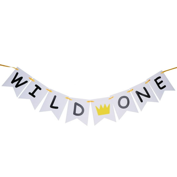 CIMAXIC birthday 3M Wild One Bunting Banner Birthday Decorations Baby Shower Hanging Flag Garland,5.67"X4.72"X0.02"