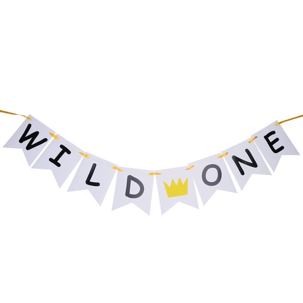 KAKOWELY Banderines 3M Wild One para decoración de cumpleaños, baby shower, guirnalda colgante