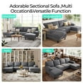 thumbnail image 6 of Linsy Home Sectional Sofa for Living Room, U-Shaped Sofa Couch with Corduroy Fabric, 4 Seat Sofa with Double Chaise for Apartment, Dark Gray, 6 of 7