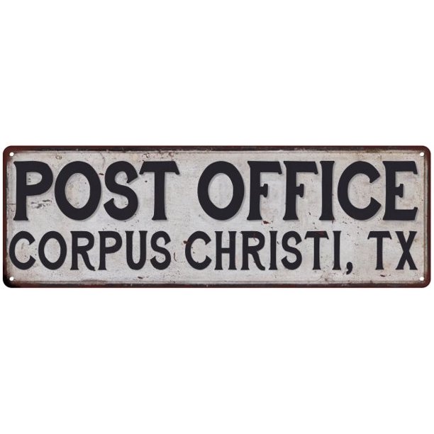 Corpus Christi, Tx Post Office Metal Sign Vintage 8x24 108240011049