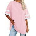 thumbnail image 2 of BVOFAR Womens Oversized T-Shirts Half Sleeve Crew Neck Tops Color Block Casual Loose Fit Tees Summer Trendy Shirts, 2 of 6