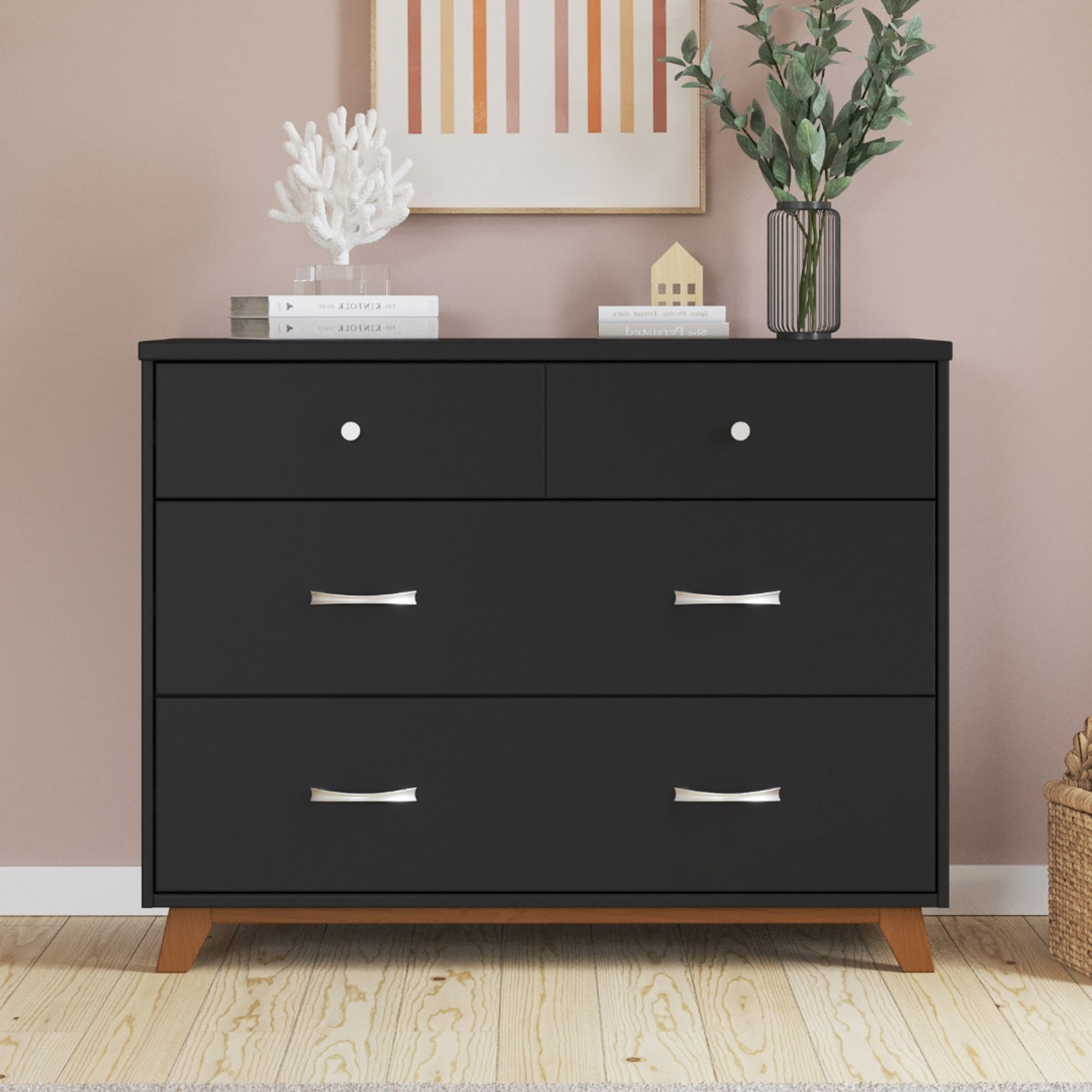 Child Craft SOHO Crib, Dresser & Chest Nursery Set, 4-in-1 Convertible Crib, Ebony, 3-Piece