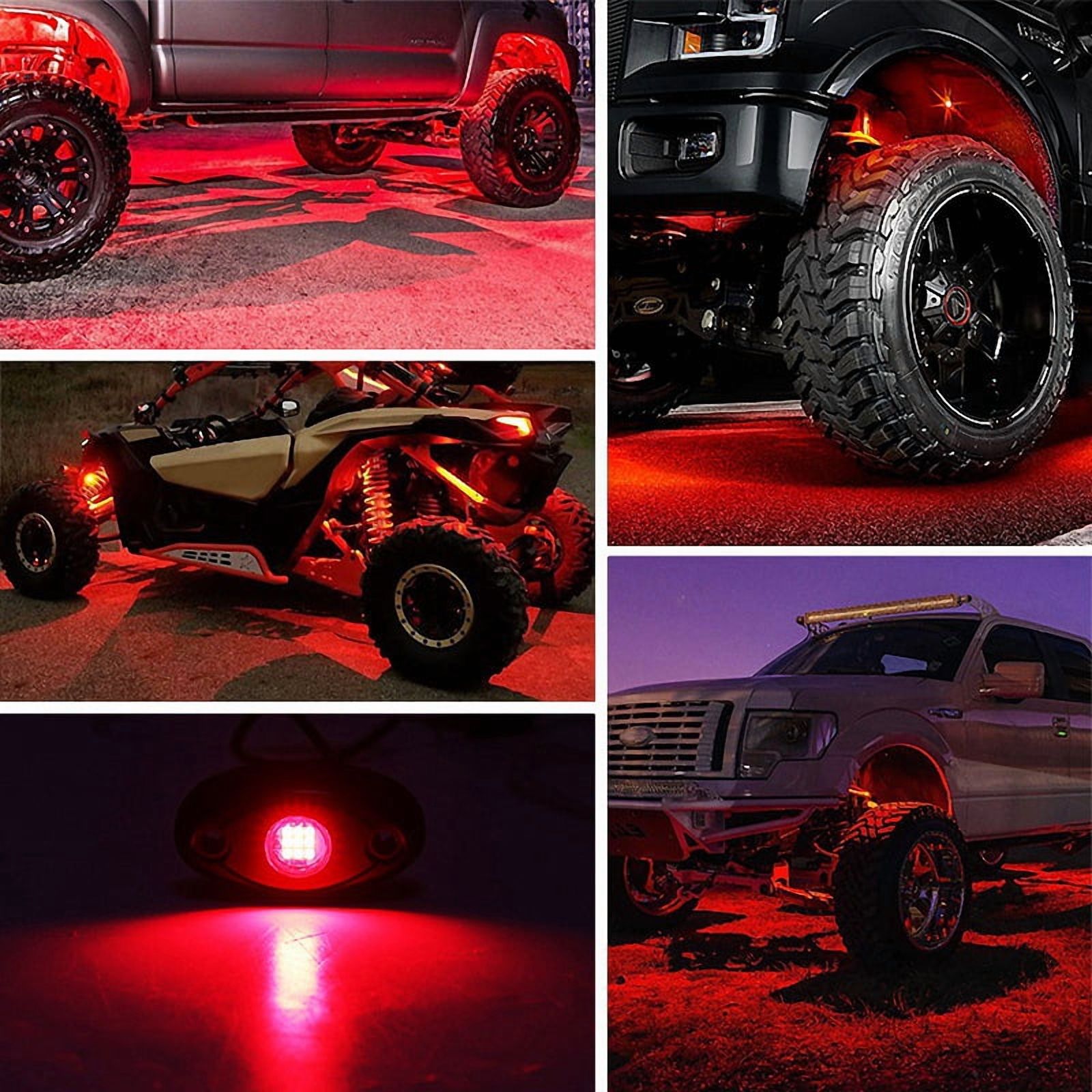 8 Pods LED Rock Lights Kit Waterproof Underglow LED Neon Trail Rig Lights for Truck ATV Offroad Boat-Red,8 * Atmosphere lamp with mounting screws,black
