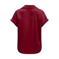thumbnail image 6 of Women Silk Satin Button Down Shirts Short Sleeve V Neck Work Office Blouse Business Casual Tunic Tops, 6 of 6