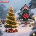 thumbnail image 2 of Stylish Metal Hanging Christmas Tree Wind Spinner - Concentric White Lines Red Poinsettia Green Leaves Perfect for Yard & Garden Decor, 2 of 4