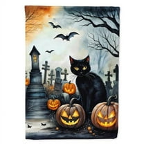 Black Cat Spooky Halloween House Flag 28 in x 40 in
