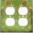thumbnail image 3 of Metal Light Switch Plate Cover Elegant Green Honeycomb Frame Damask DAM067, 3 of 13