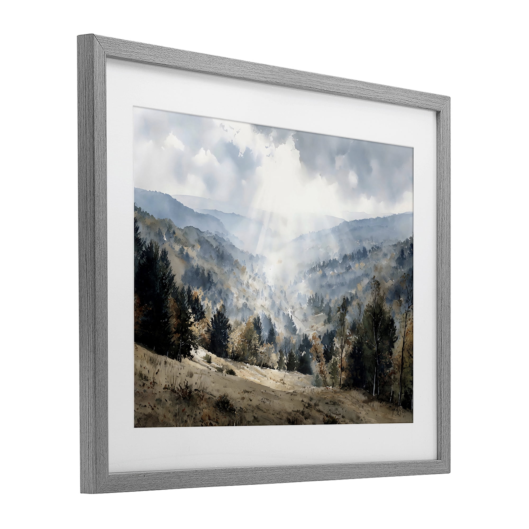 Stupell Industries Sunlit Fall Valley Beams Gray Framed Print Under Glass, design by Franklyn Gregory