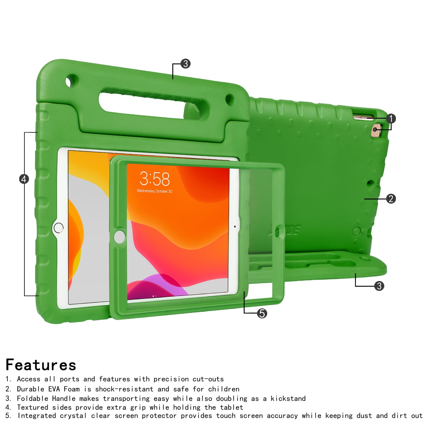 HDE iPad 8th Generation Case for Kids with Built-in Screen Protector, Shock Proof iPad Cover 7th Generation 10.2, iPad 10.2 Kids Case with Handle Stand for 7th/8th Generation Apple iPad