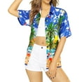 thumbnail image 4 of LA LEELA Women's Button Down Blouses Casual Summer Beach Party Blouse Shirt Short Sleeve Tropical Vacation Button up Dress Hawaiian Shirts for Women L Sea Flamingo, Blue, 4 of 5