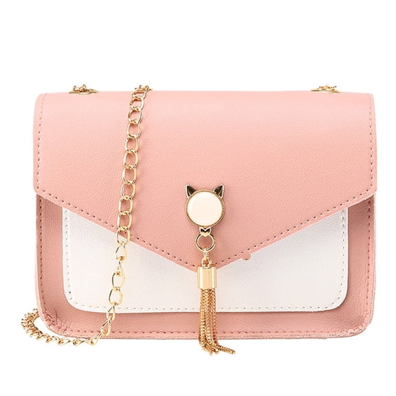 Modstep Womens Clutch Purses Tassel Button Leather Chain Crossbody Shoulder Bags Ladies Travel Shopping Phone Handbags Pink